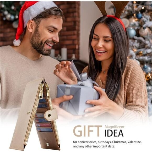 Women's Wallet RFID Blocking Bi fold Multi Card Wallet Zipper Pocket CHAMPAGNE - Picture 4 of 5